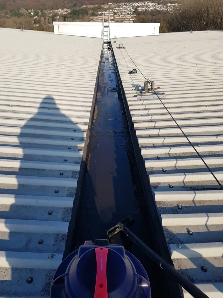 Industrial roof and gutter cleaning
