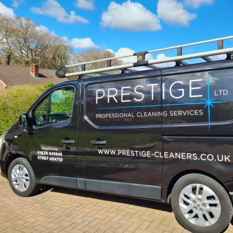 Cleaning professional polishing a floor in a commercial property